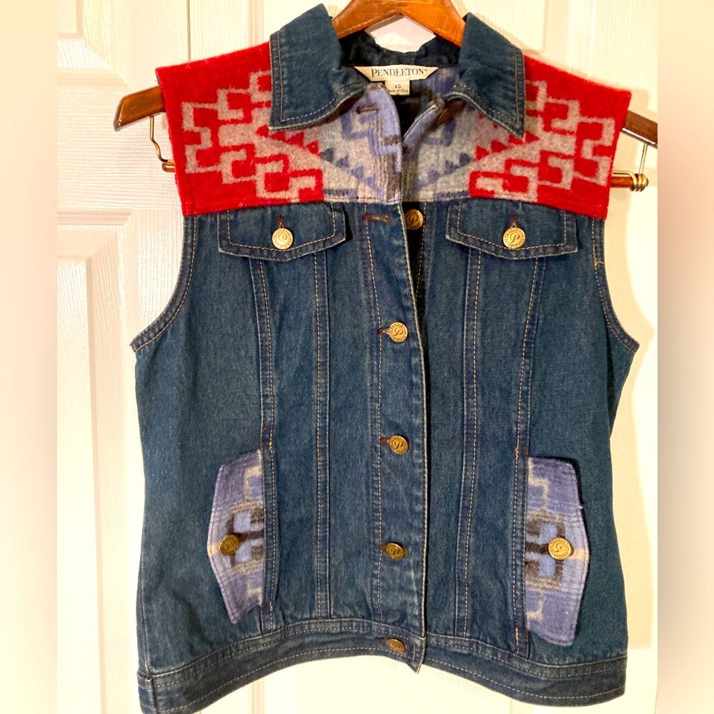 Pendleton Southwest Pattern Wool & Denim Vest